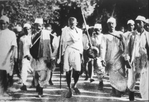 Gandhi on the salt march (thanks wikipedia!)